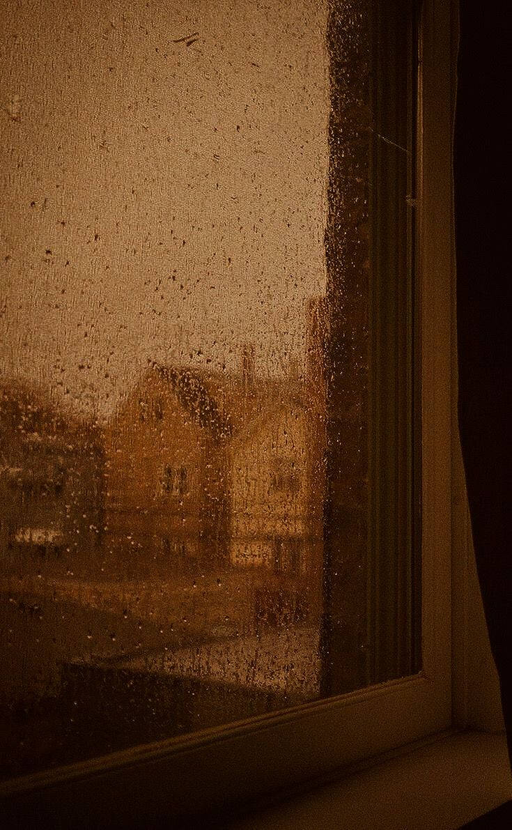 Raindrops On Window Dark Brown Aesthetic