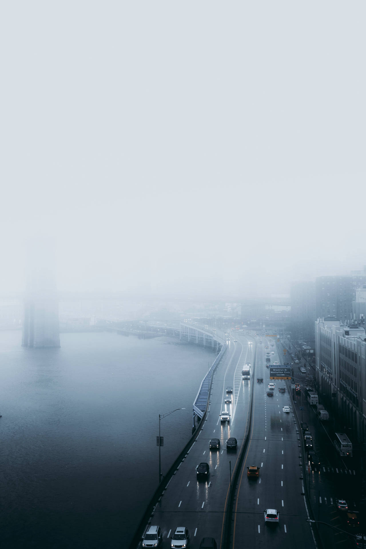 Raining Caused A Foggy City Background