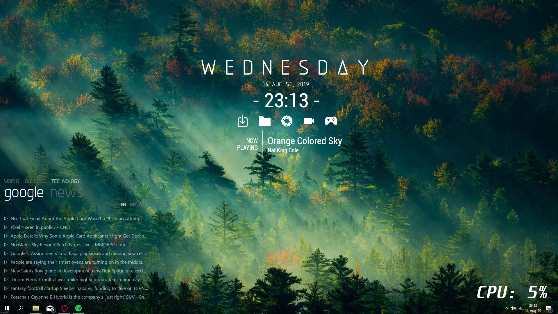 Rainmeter Skin Showing A Beautiful Forest Background