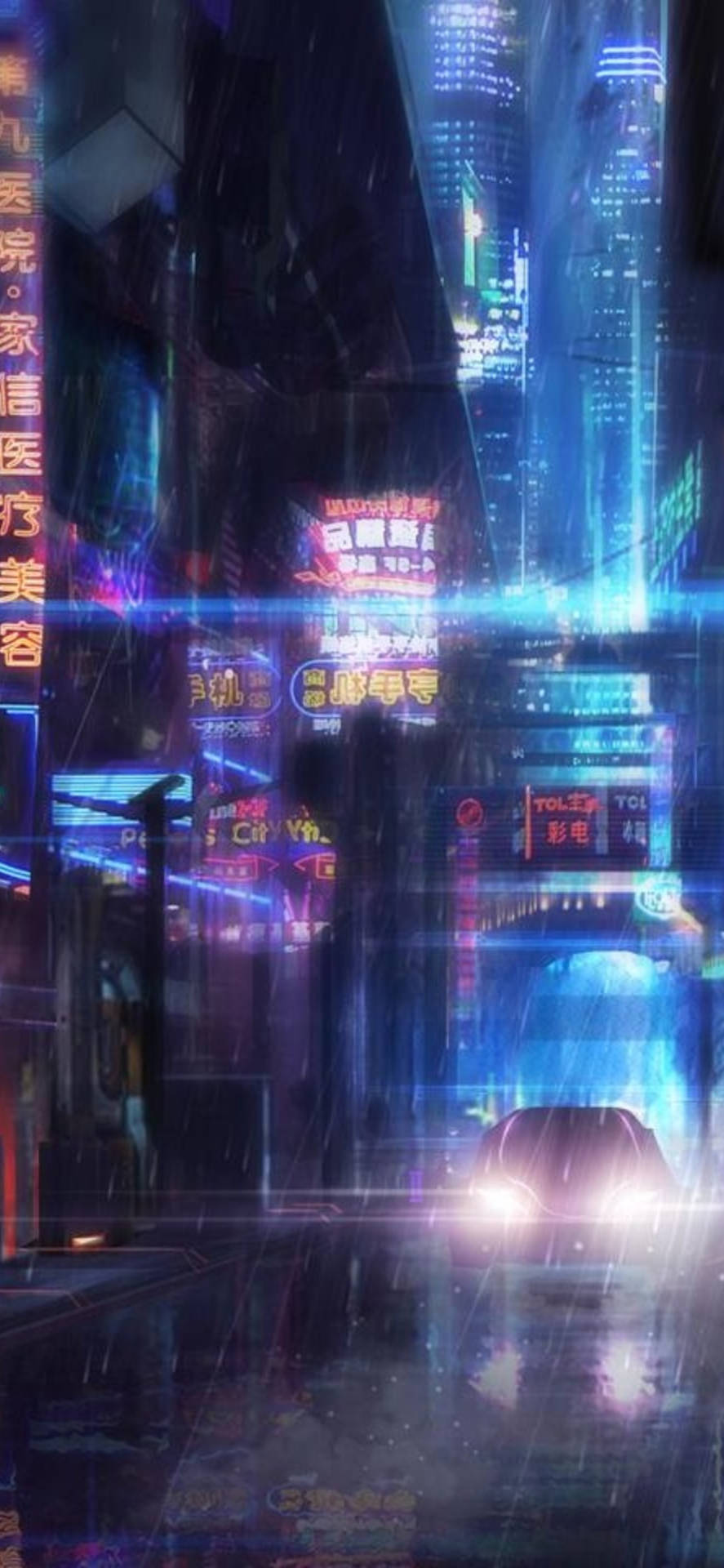 Rainy City Night Cyberpunk Iphone X