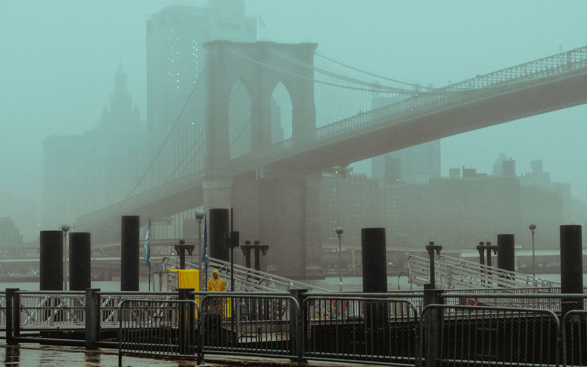 Rainy Day At The Brooklyn Bridge