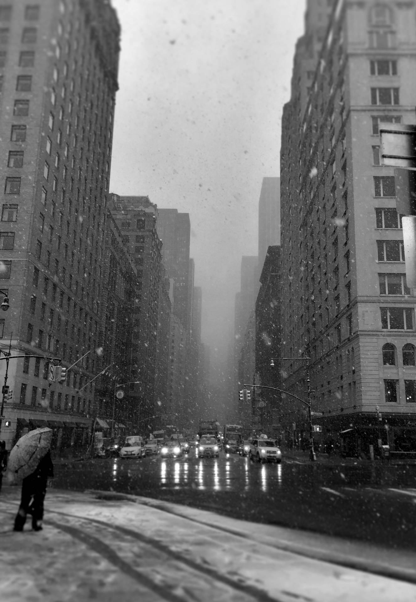 Rainy New York Black And White Background