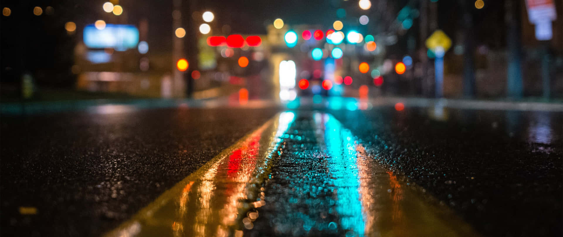 Rainy Night City Streets Background