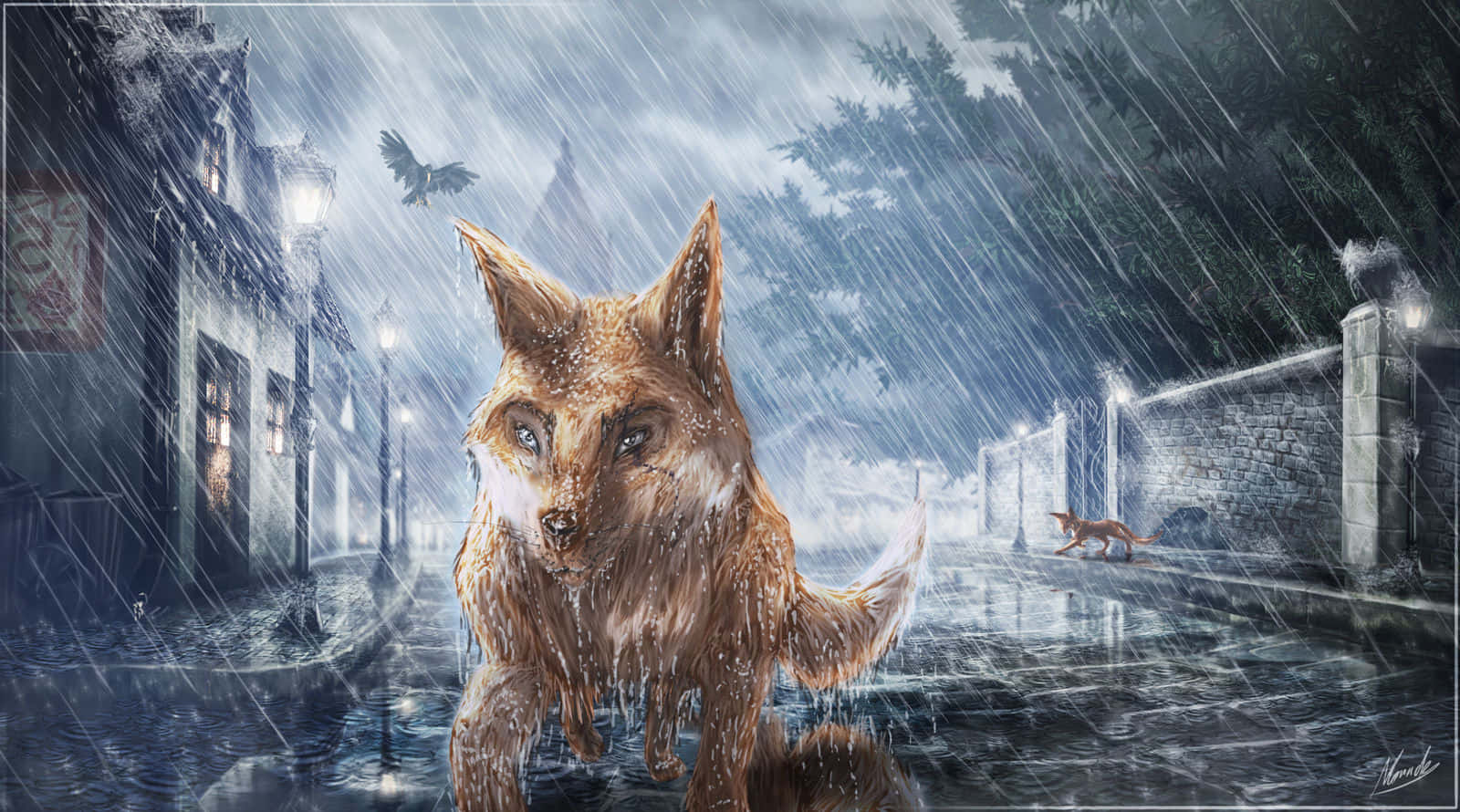 Rainy Night In The Animals Of Farthing Wood Background