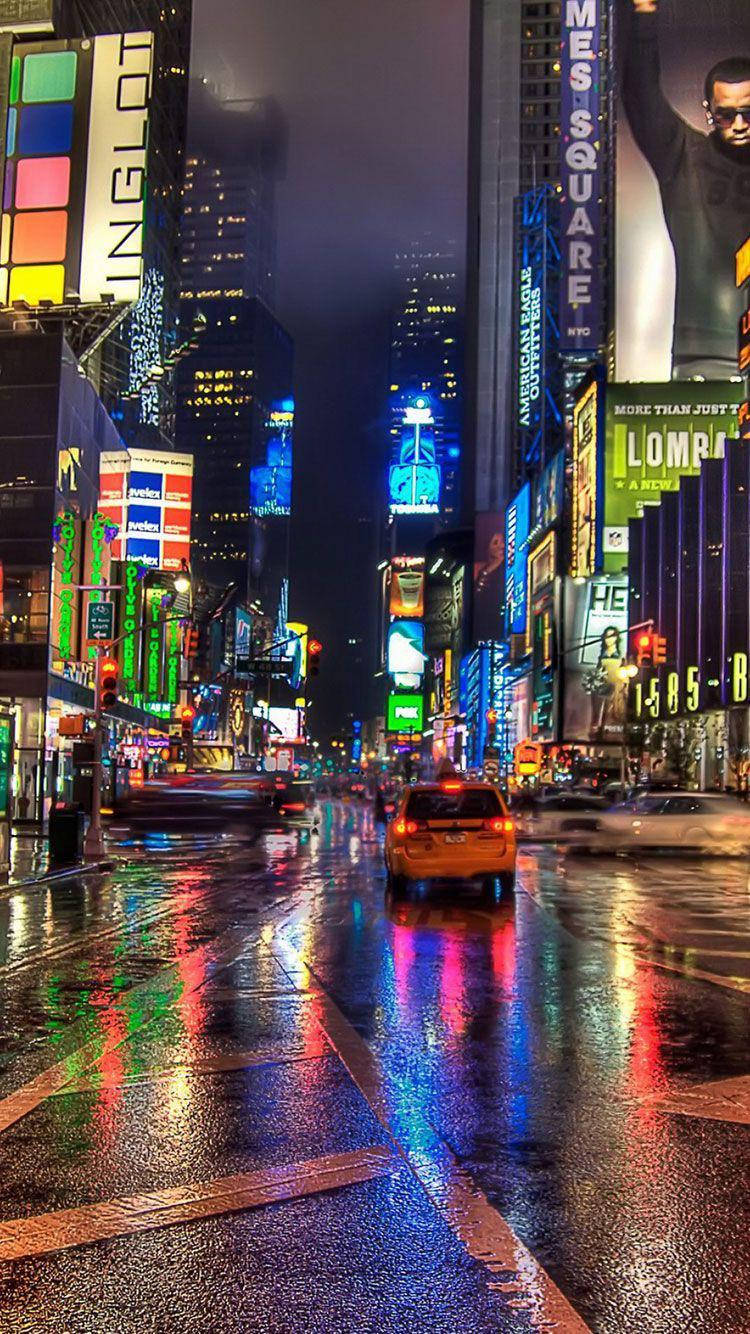 Rainy Times Square New York Night Iphone Background