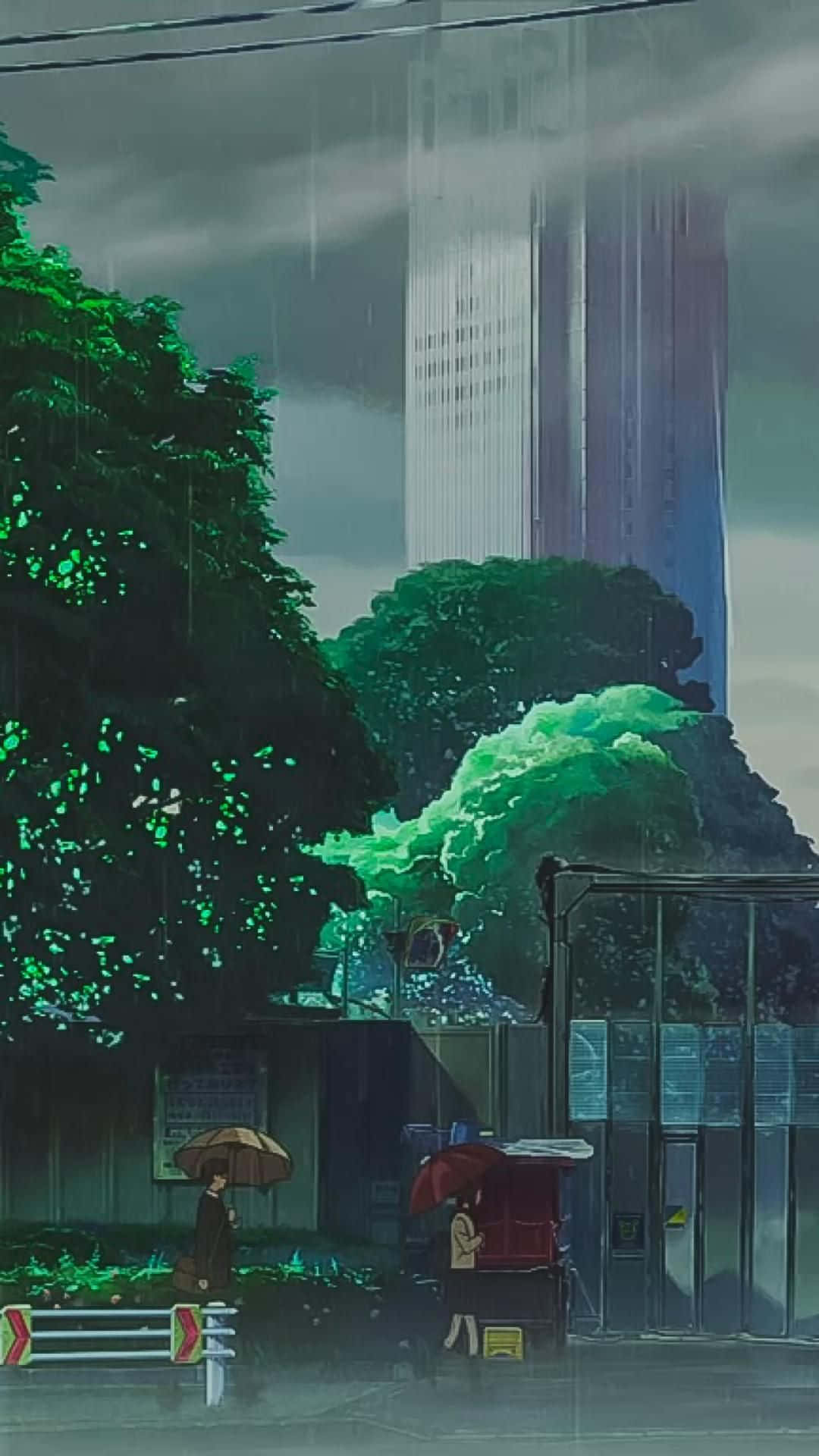 Rainy Urban Greenery Background