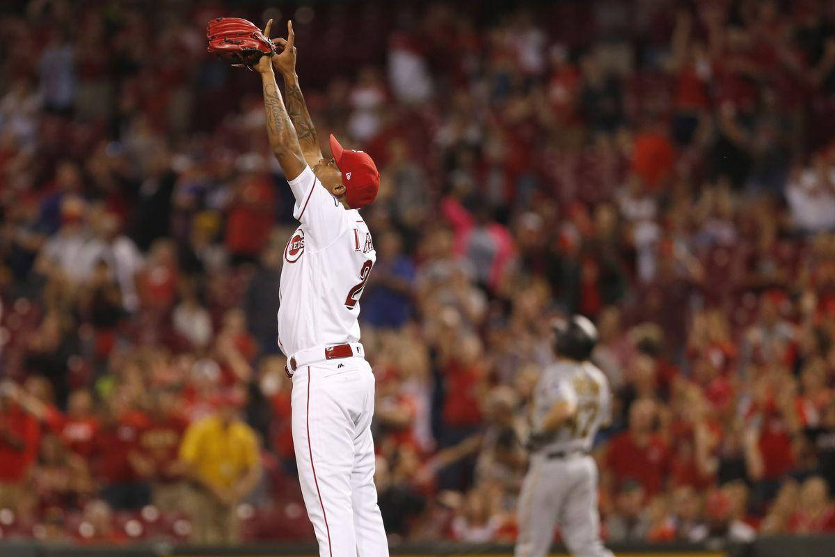 Raisel Iglesias Hands Up Background