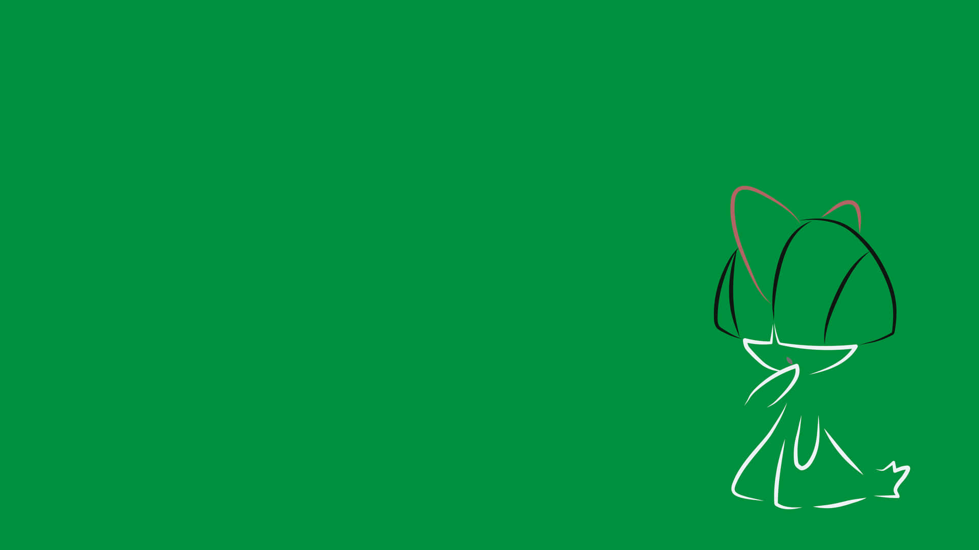 Ralts Line Art In Green Background Background