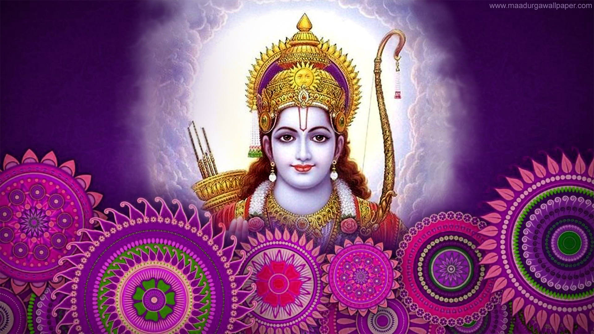 Ram Ji With Purple Mandala Art Background