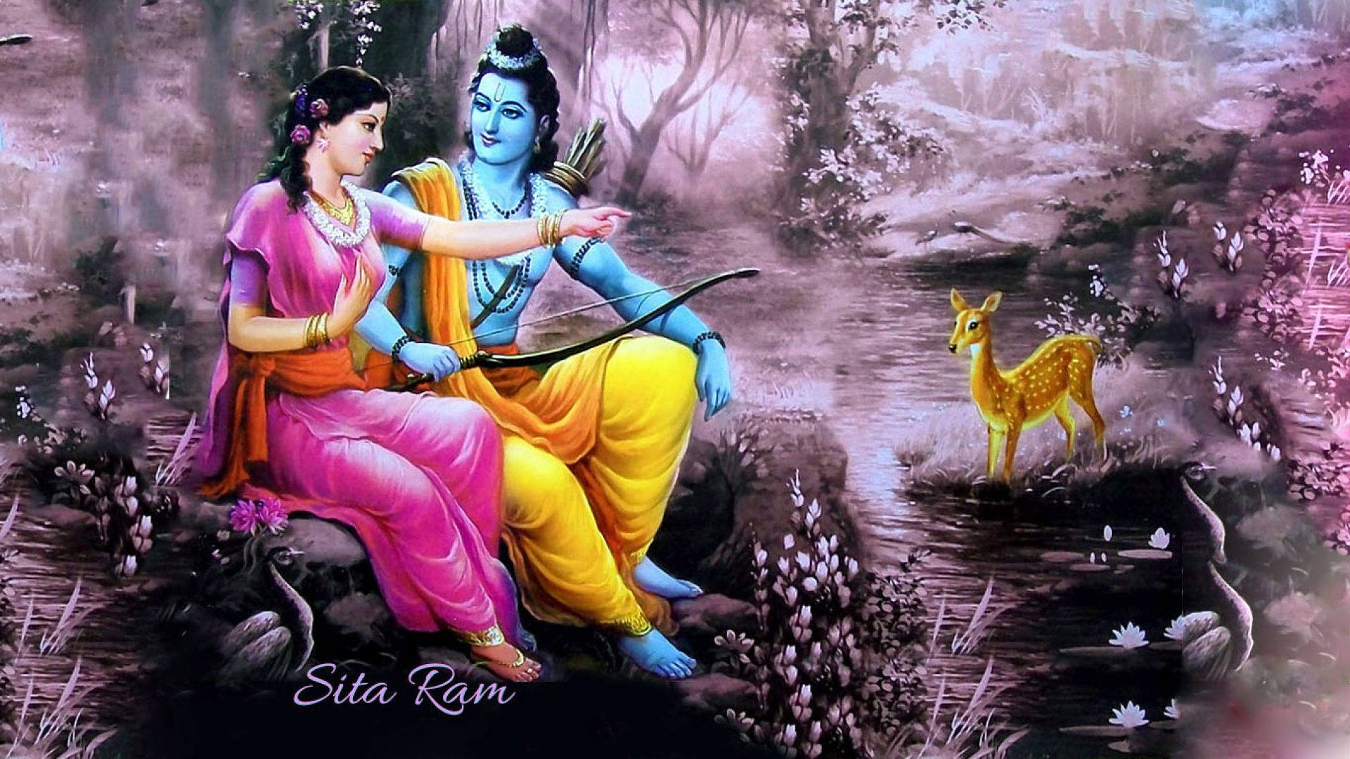 Ram Sita At Forest Background