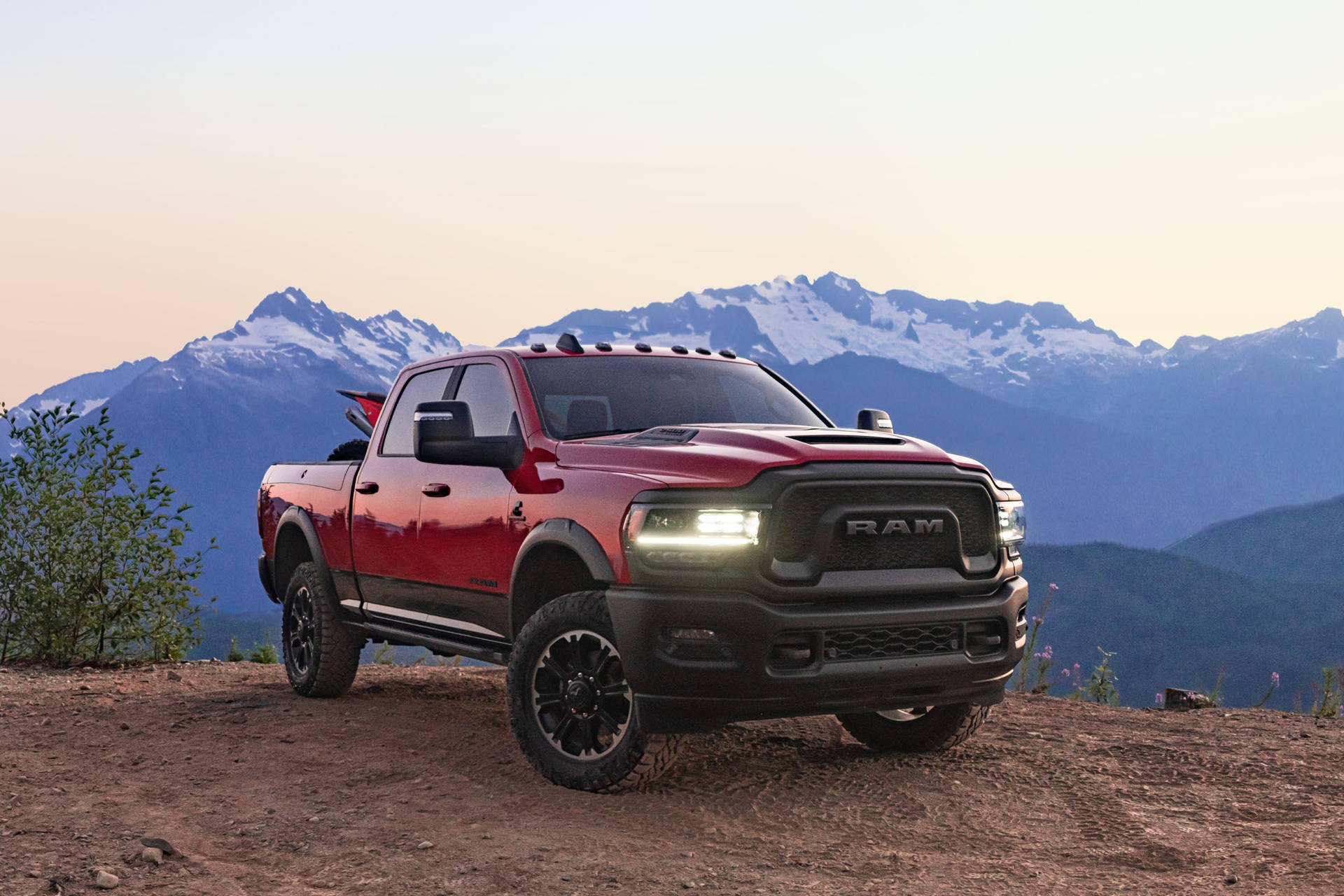 Ram Truck Snowy Mountains