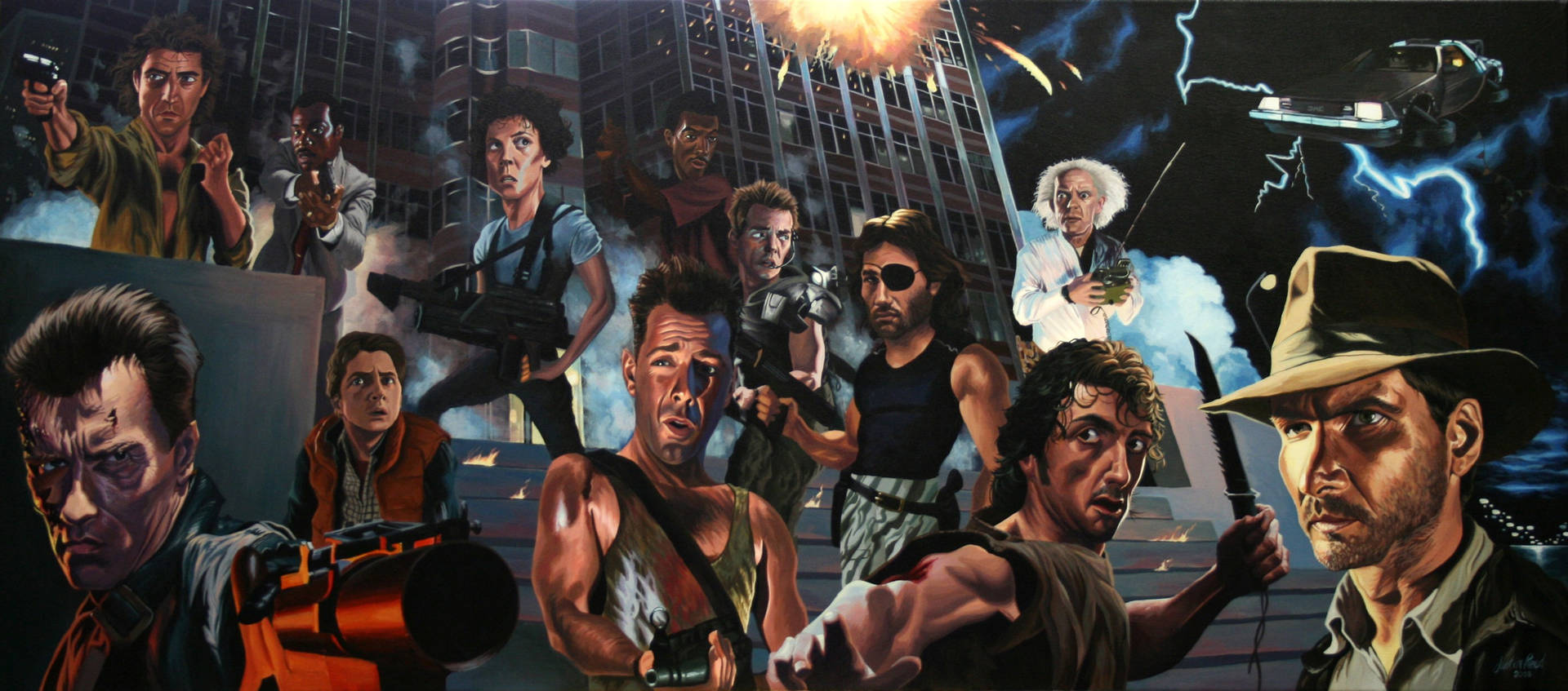 Rambo And Classic Movie Heroes Background