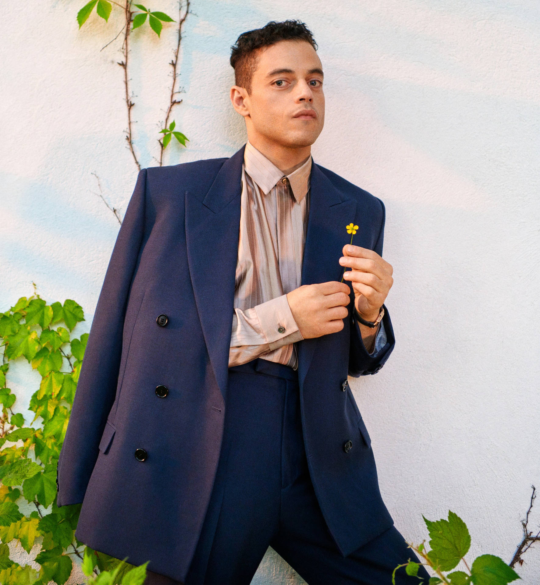 Rami Malek In Nice Blue Suit Background