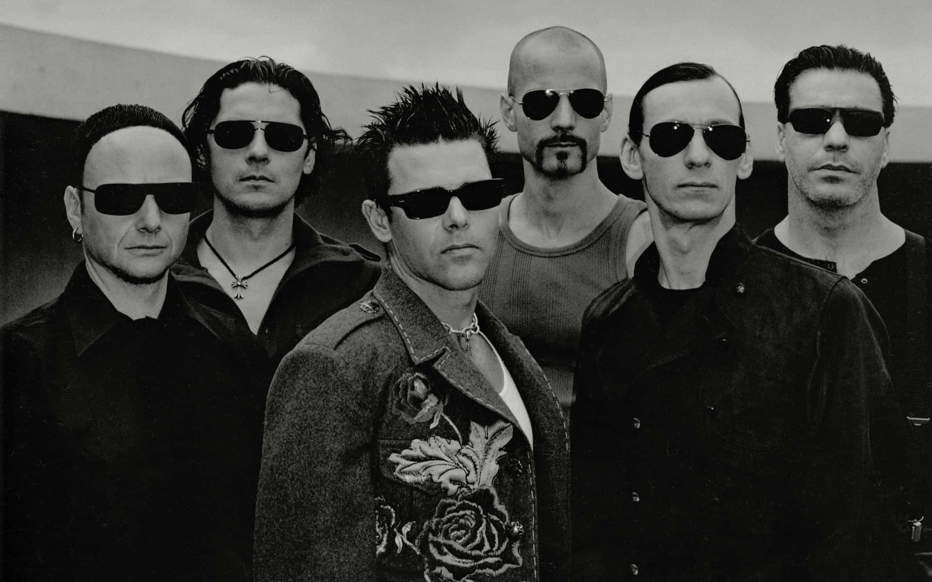 Rammstein Band Portrait Blackand White Background