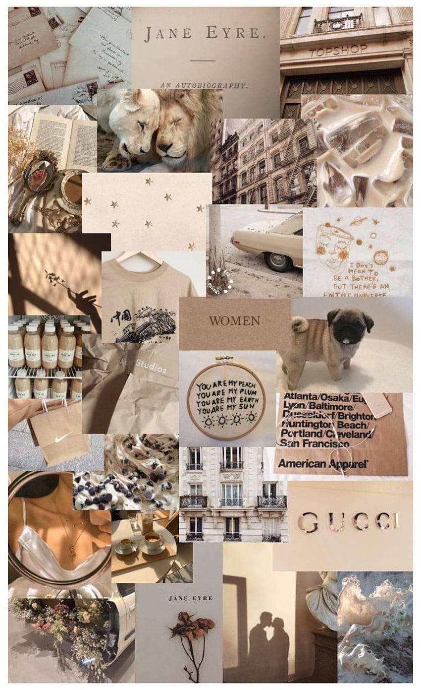 Random Beige Aesthetic Collage Background