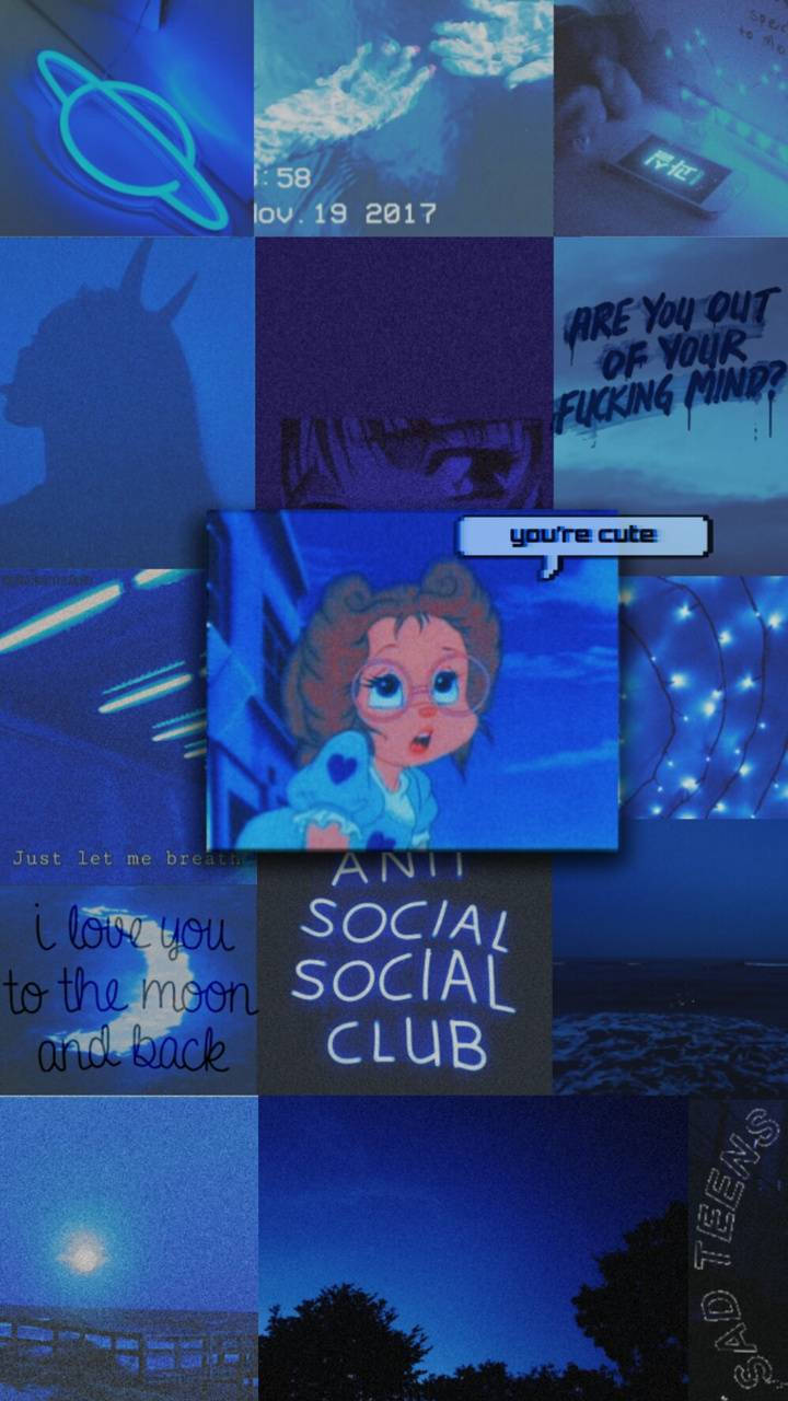 Random Blue Aesthetic Collage Background