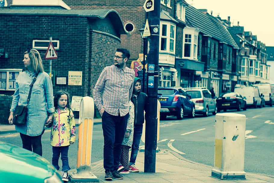 Random People At A Street Intersection