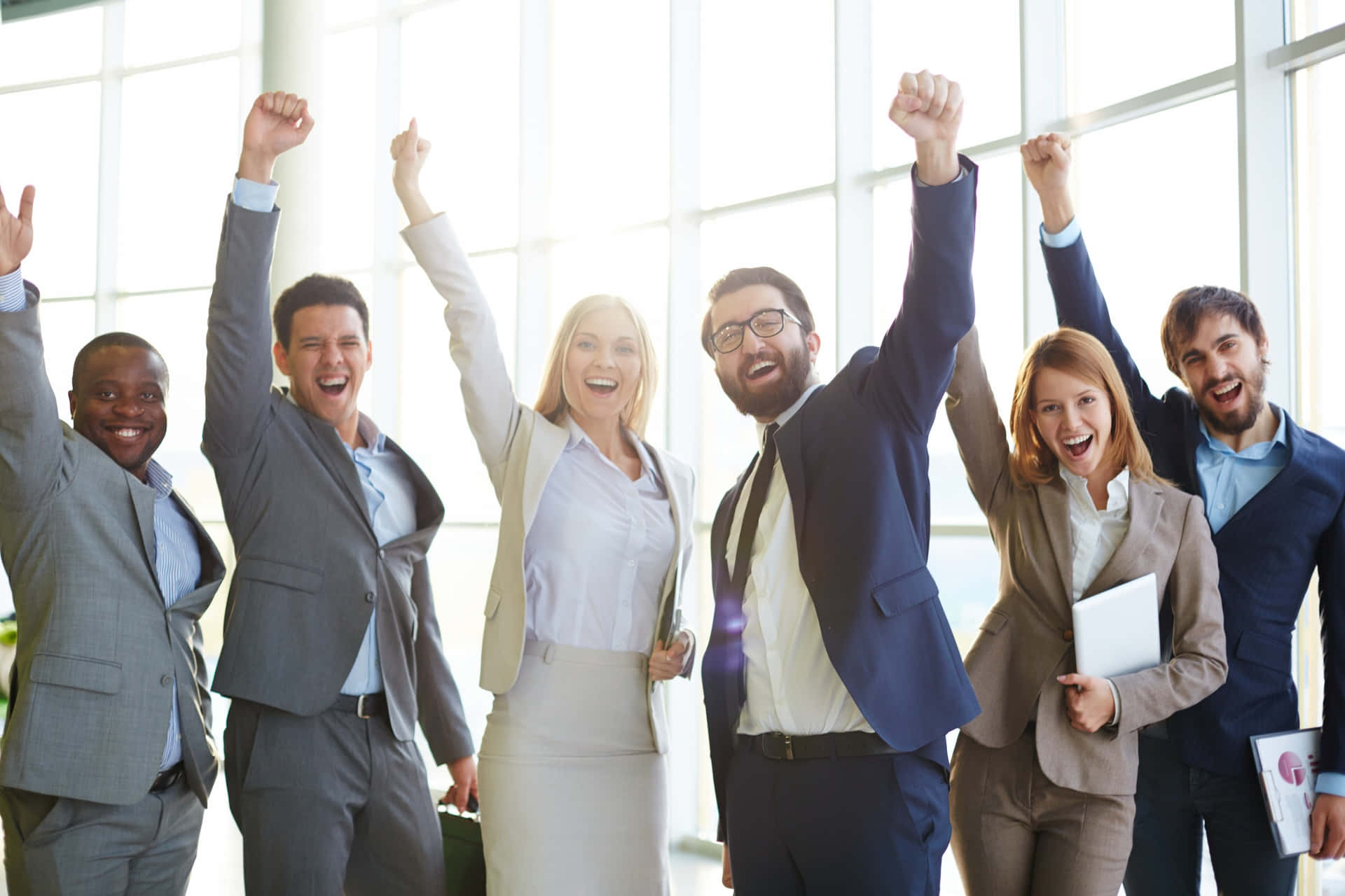 Random People In Business Attire Celebrating