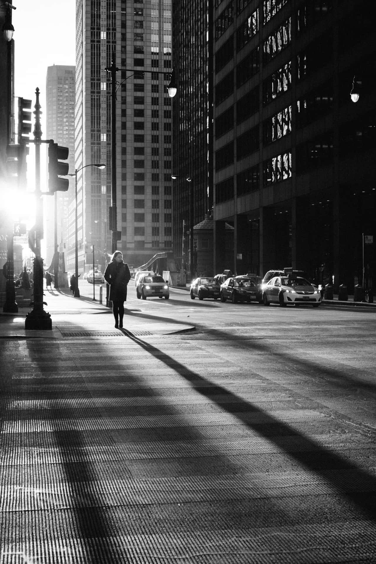 Random Person On Pedestrian Crossing Background