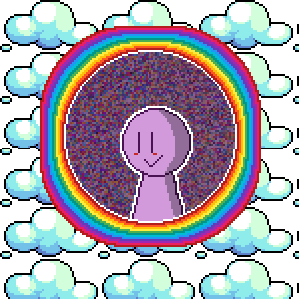 Random Pfp Rainbow With Clouds Background