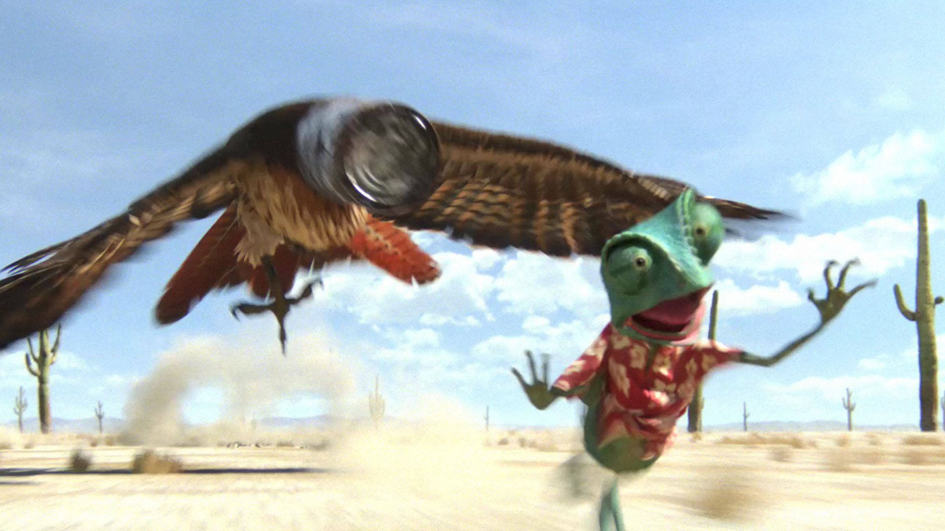 Rango Escaping From Hawk Background