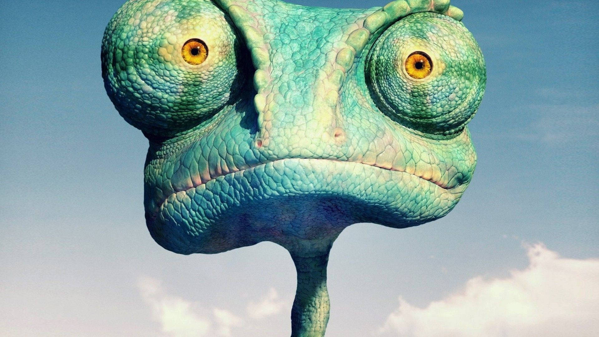 Rango Face Over Sky Backdrop Background