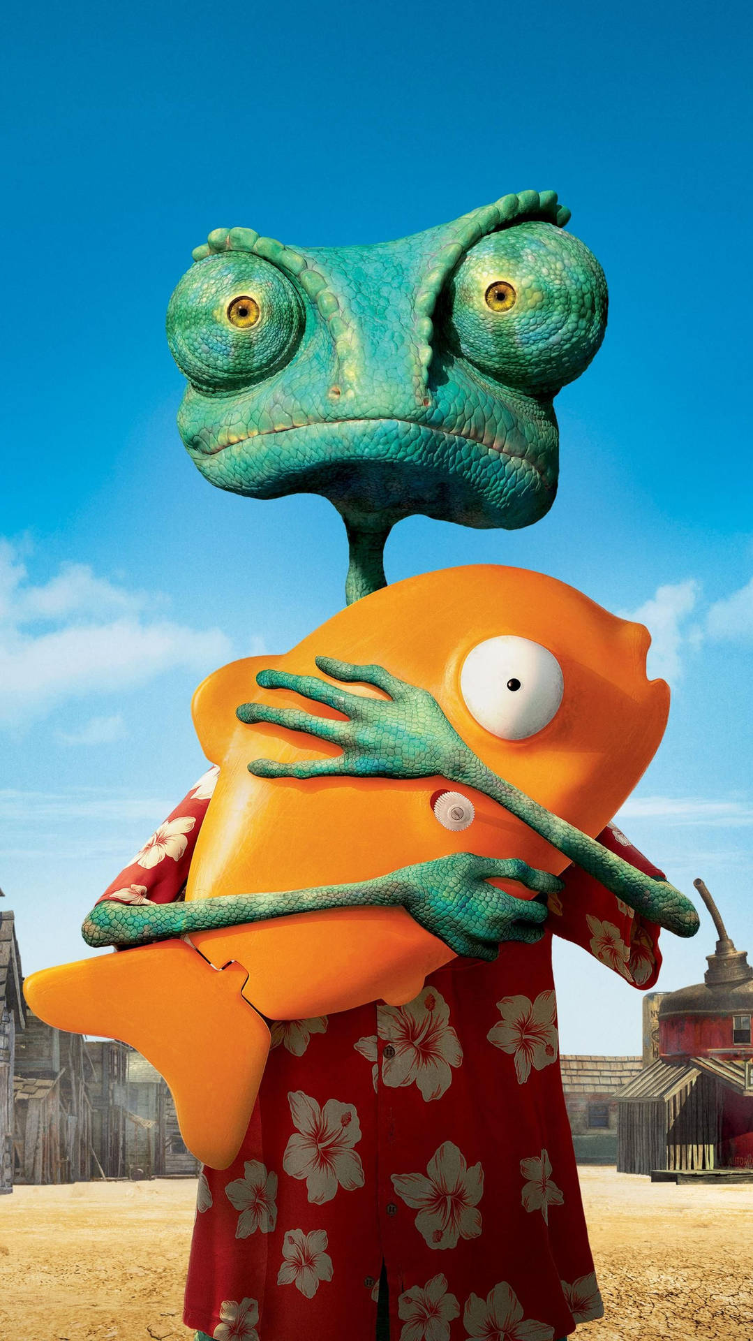 Rango Holding Orange Fish Background