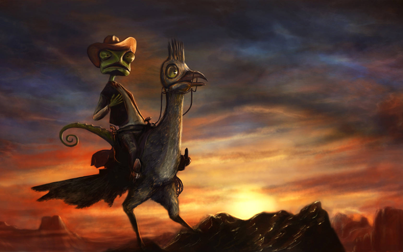 Rango Over Sunset Backdrop Background