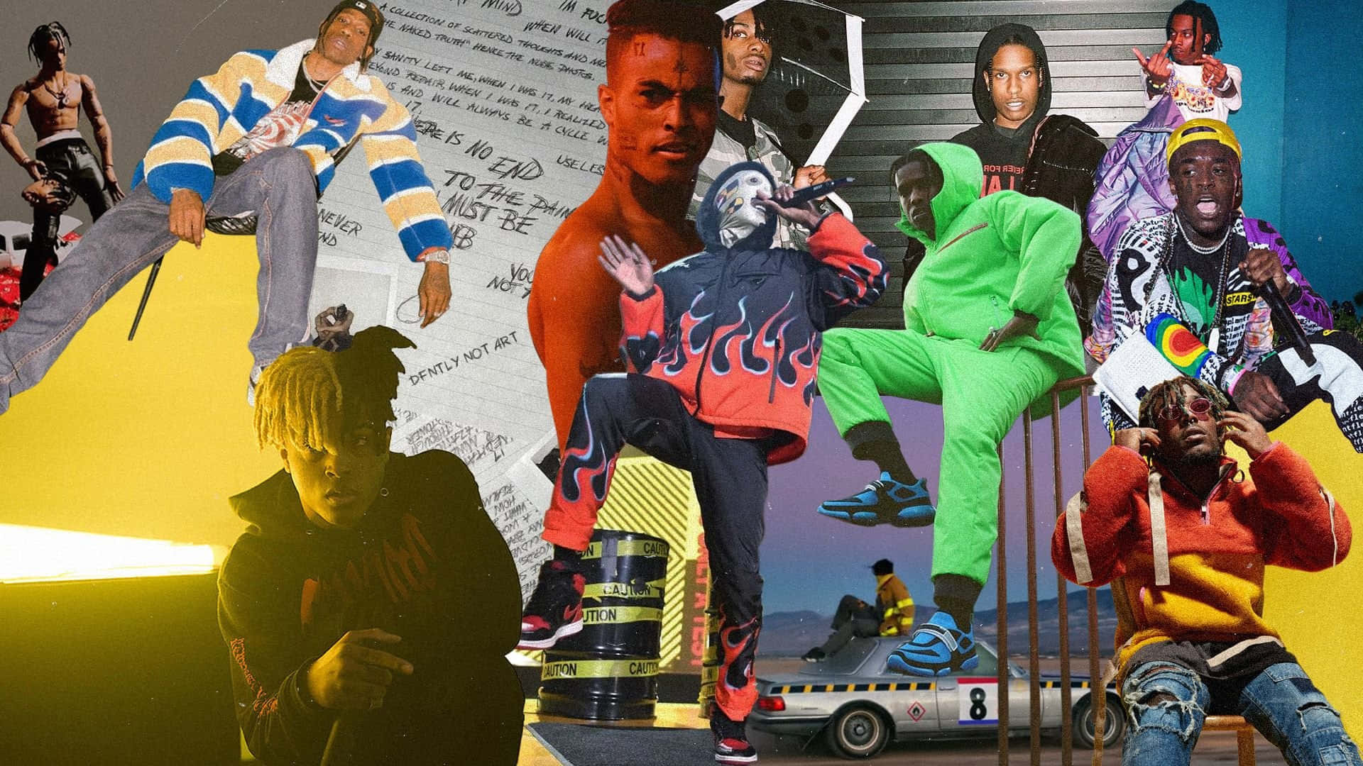 Rap Collage Asap Rocky Travis Scott Background