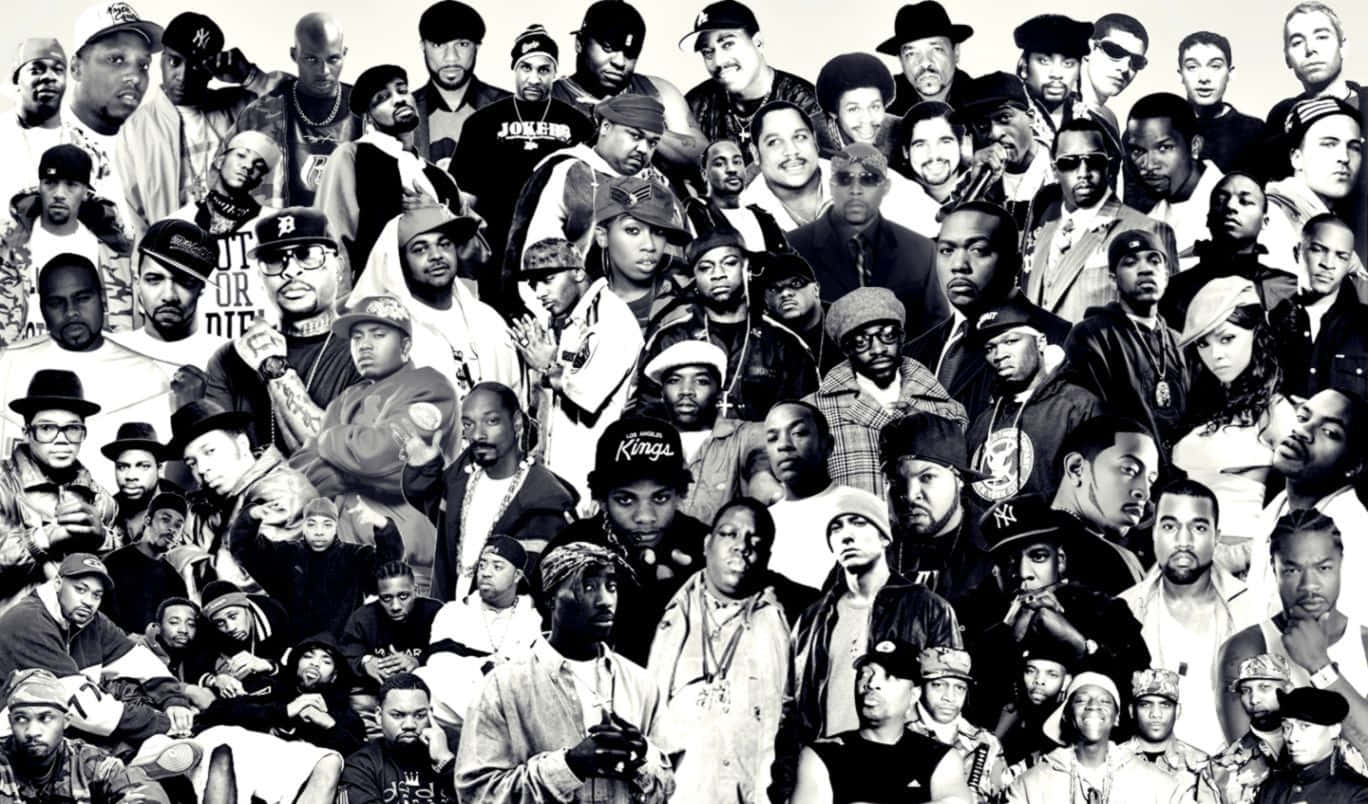 Rap Collage Black And White Old School Rappers Background