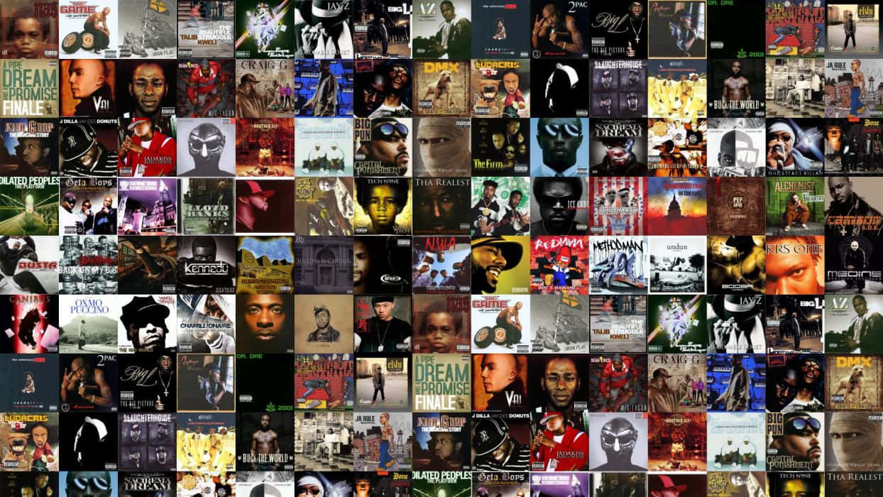 Rap Collage Old School Albums Background