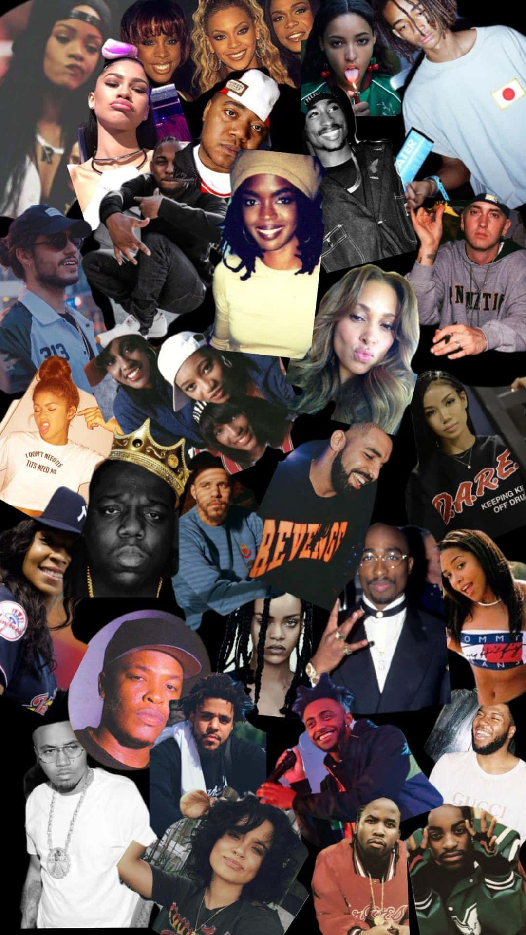 Rap Collage Tupac Nas Eminem Background