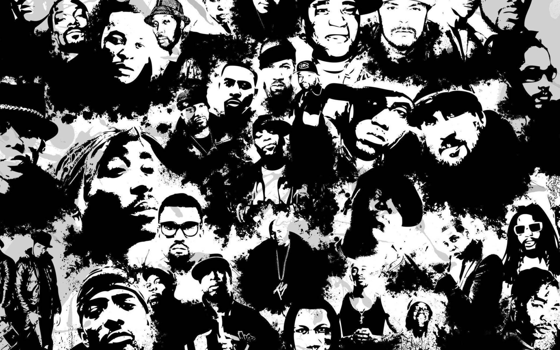 Rap Computer Black And White Faces Background