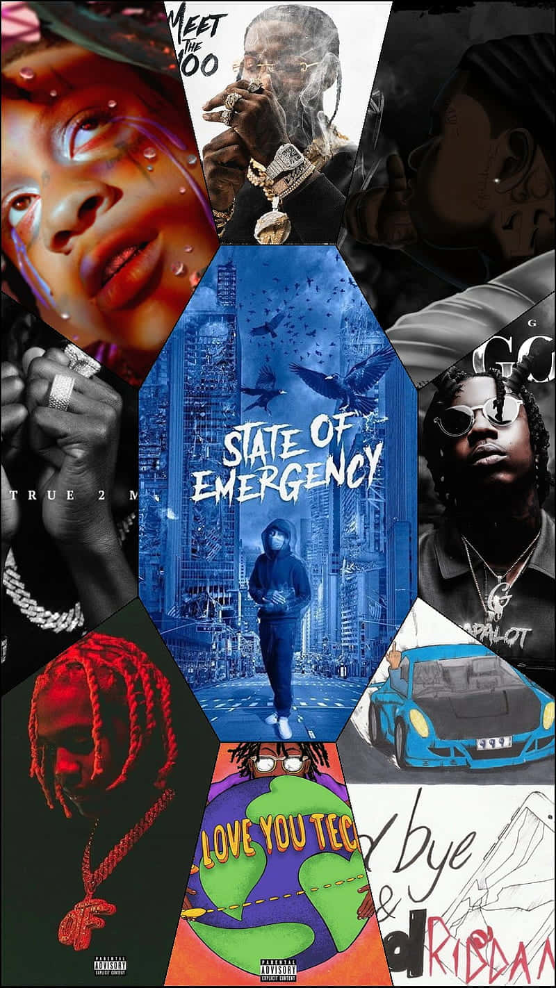 Rapper Collage Featuring Drake, Cardi B, Lil Wayne And Kendrick Lamar Background