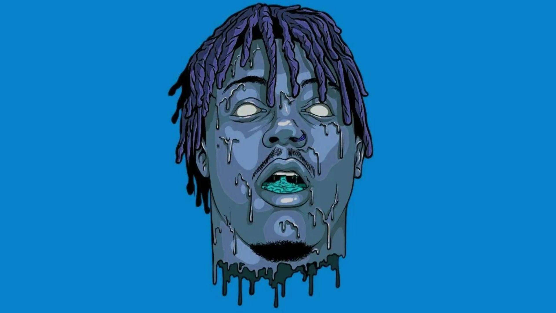 Rapper Juice Wrld Cartoon Face Background