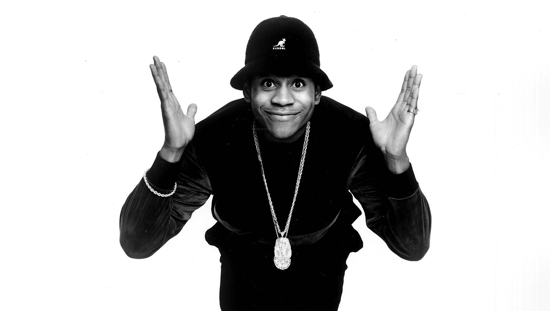 Rapper Ll Cool J White And Black 1985 Photoshoot Background