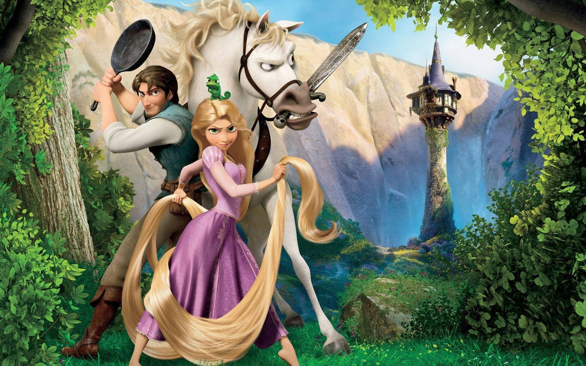 Rapunzel, A Courageous Young Woman, Uses Her Magical Hair To Take Control Of Her Fate. Background