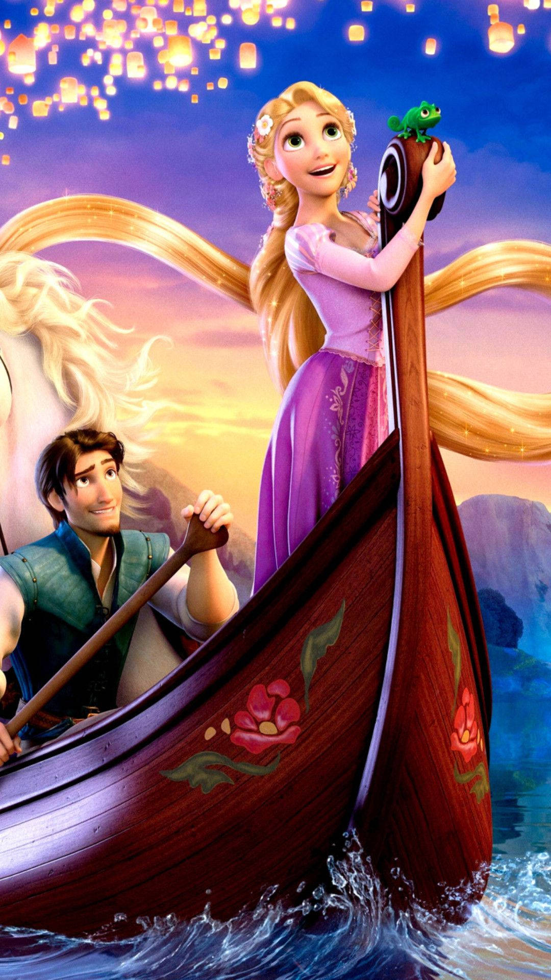 Rapunzel And Eugene Enjoying Time Together Background