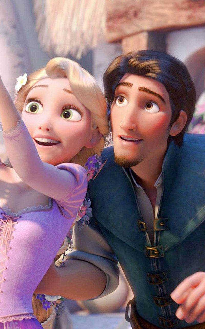 Rapunzel And Eugene Flynn Pose For A Selfie Background