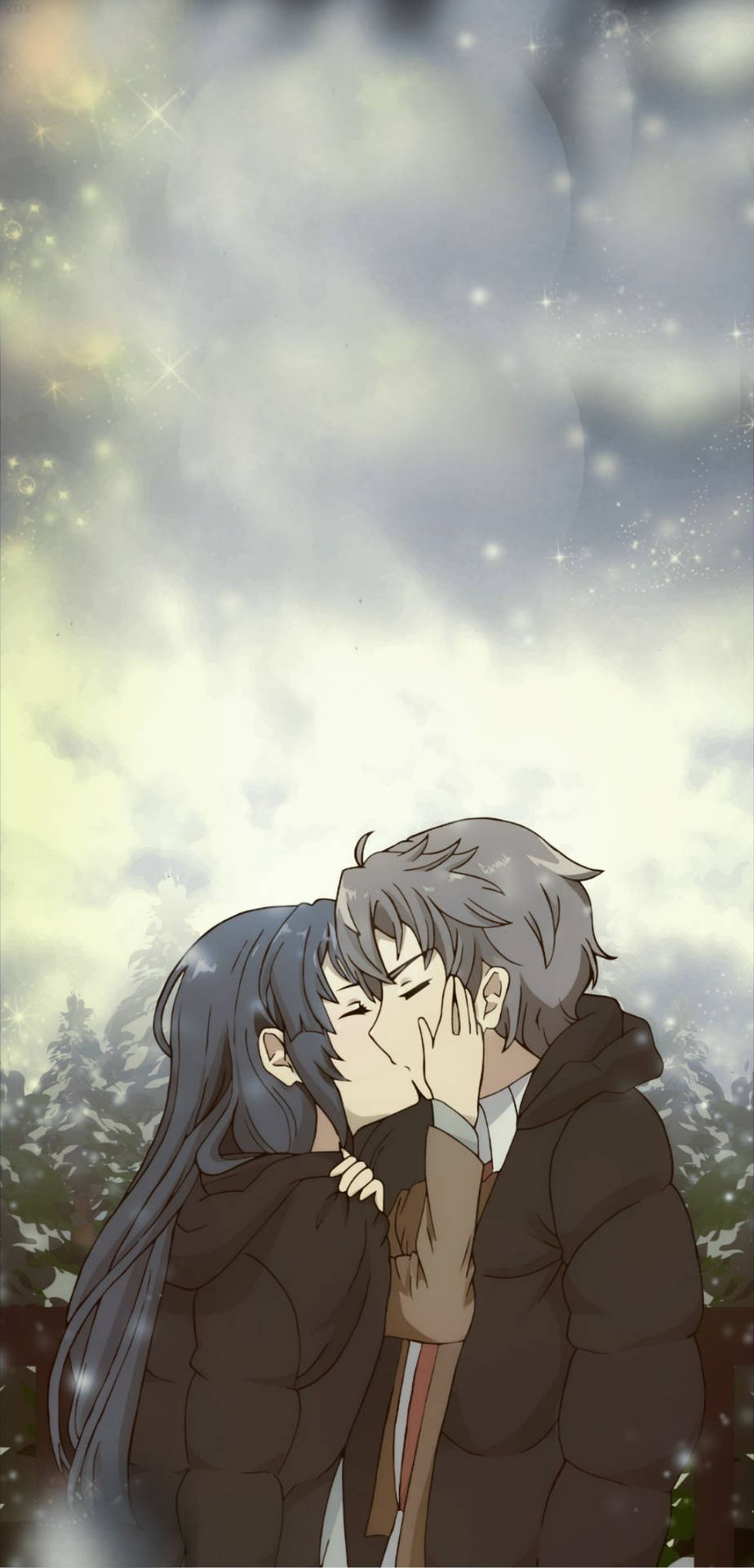 Rascal Does Not Dream Of Bunny Girl Senpai Mai And Sakuta Kissing Background