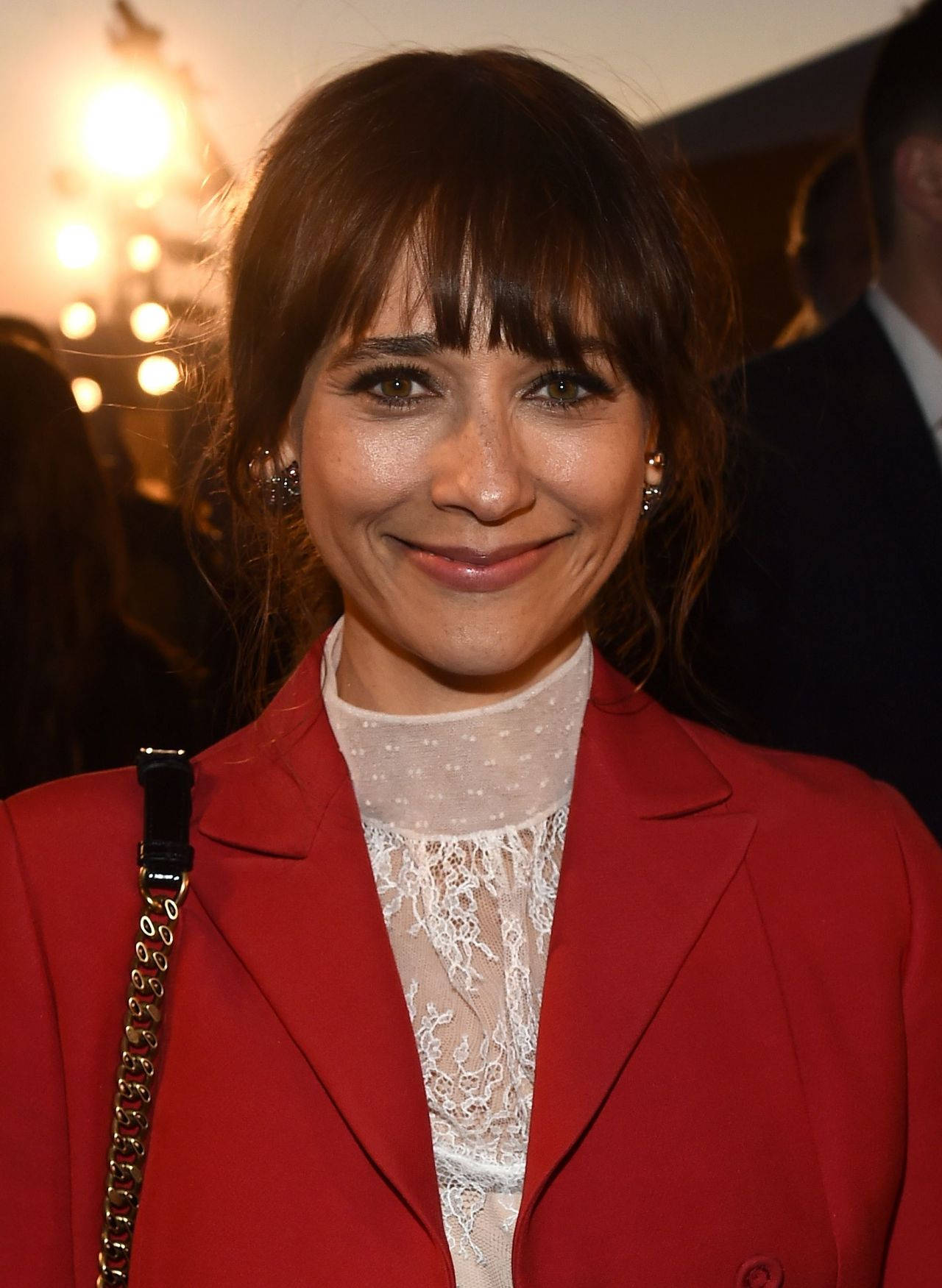 Rashida Jones Smile Red Coat