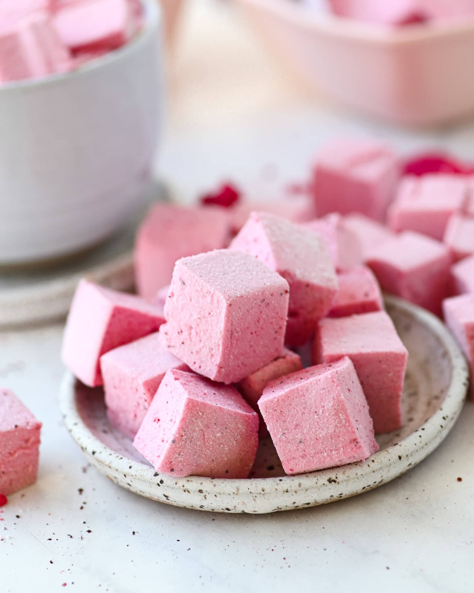 Raspberry Pink Marshmallow Cubes Background