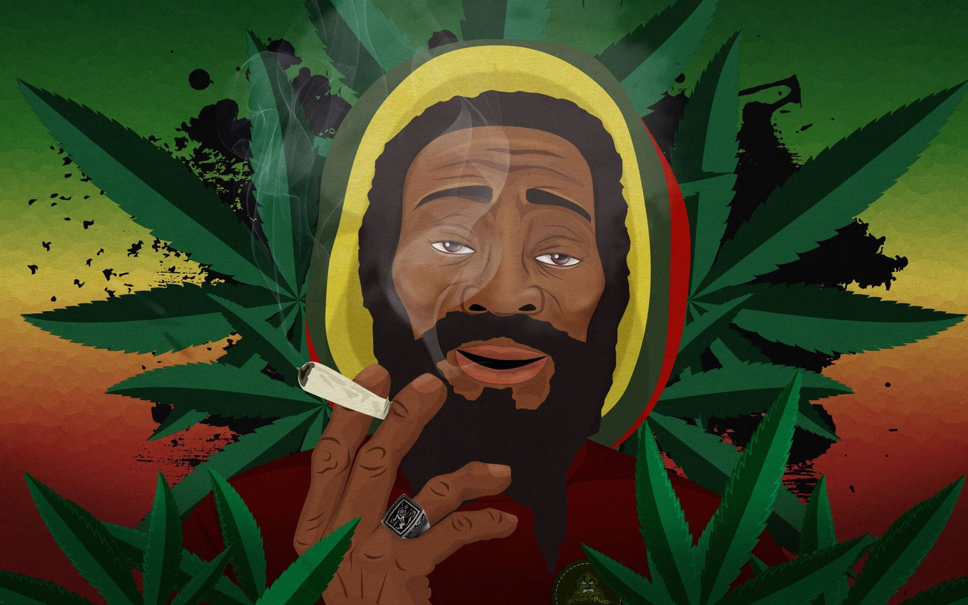 Rastafarian Smoking Blunt