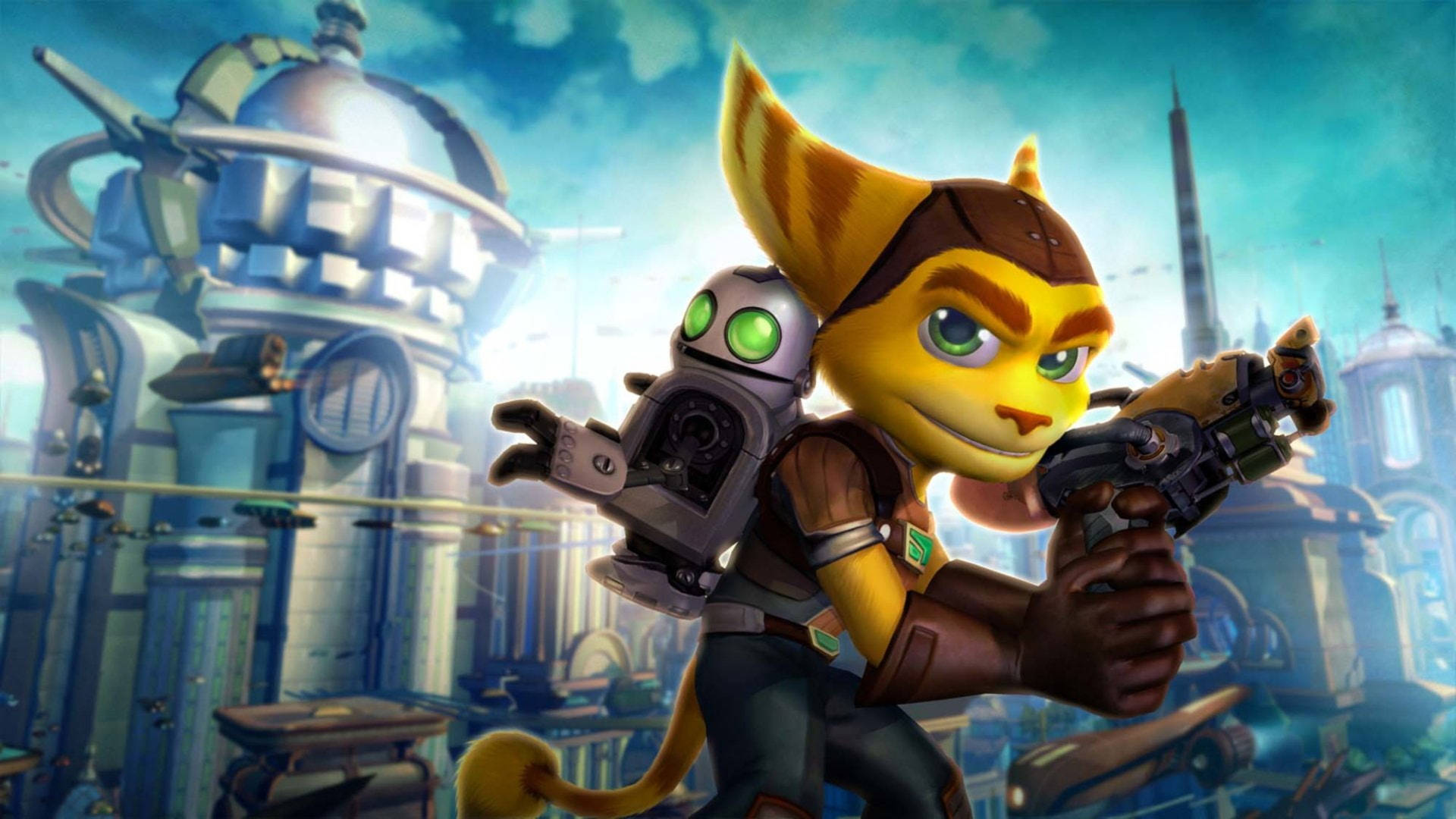 Ratchet And Clank In Metropolis Background