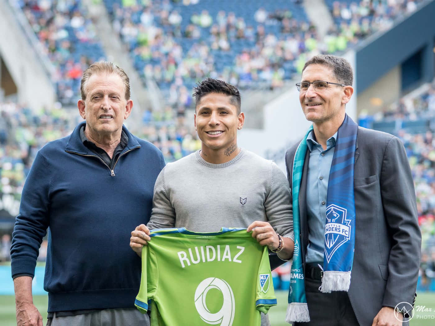 Raul Ruidiaz, Adrian Hanauer And Joe Roth Background