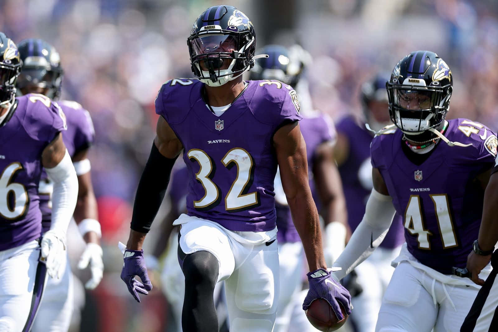 Ravens Defensive Backsin Action Background