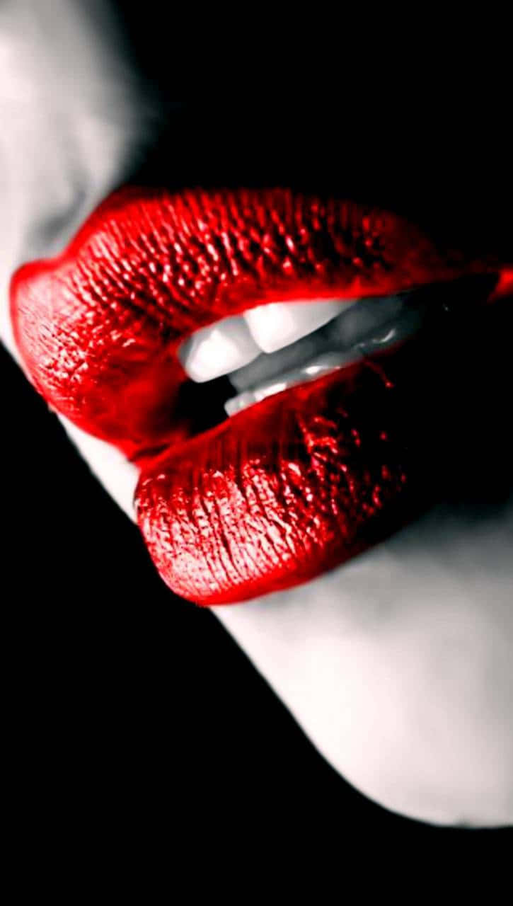 Ravishing Red Lips On Cherry Background Background