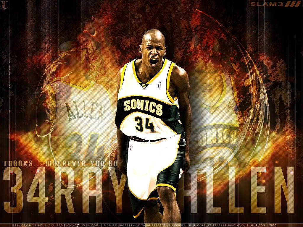 Ray Allen In Action For The Seattle Supersonics Background
