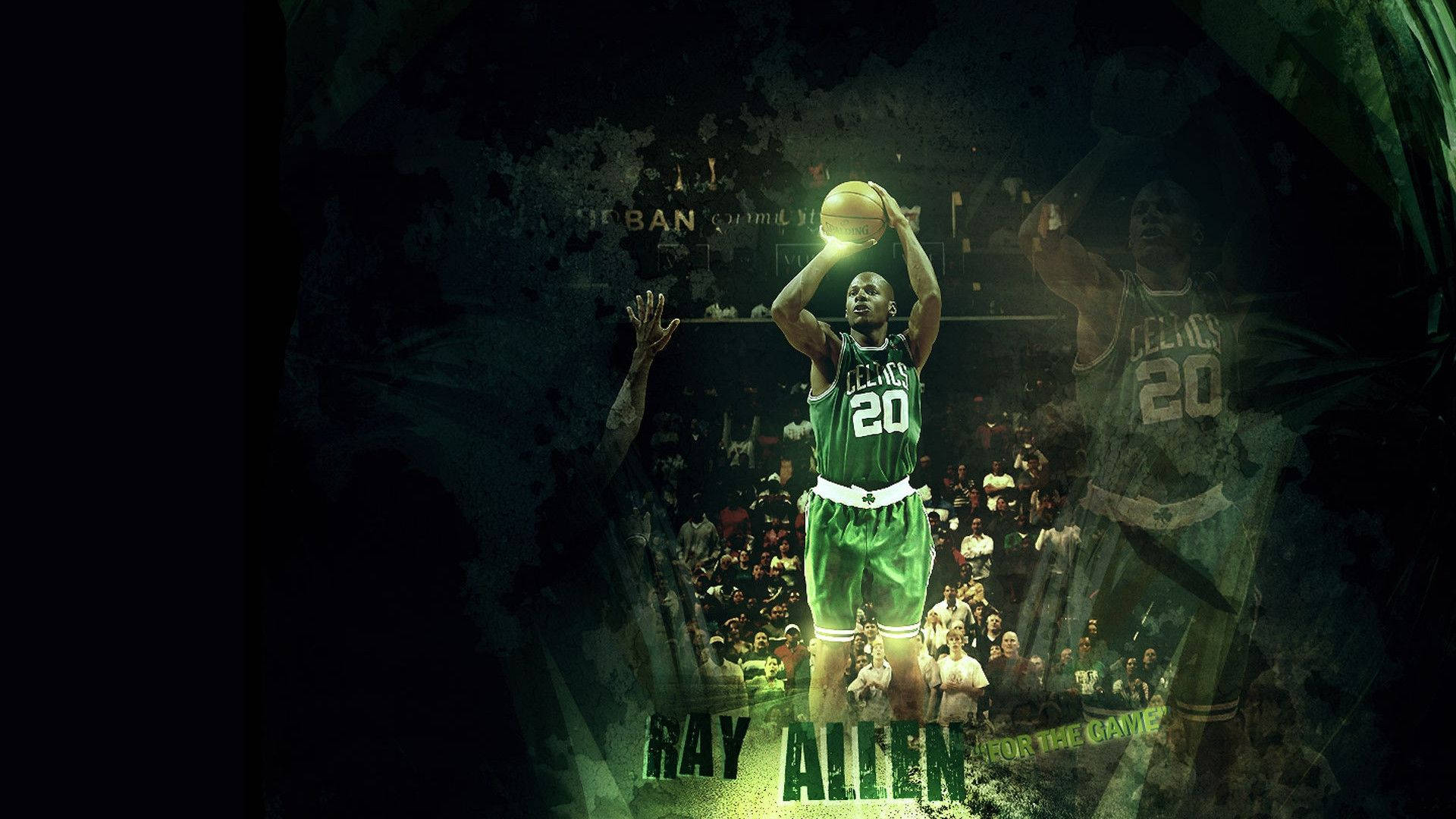 Ray Allen Shooting On The Ring Background