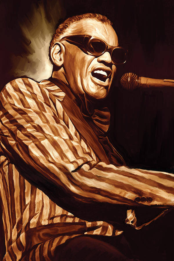 Ray Charles Singing Vintage Photo Background